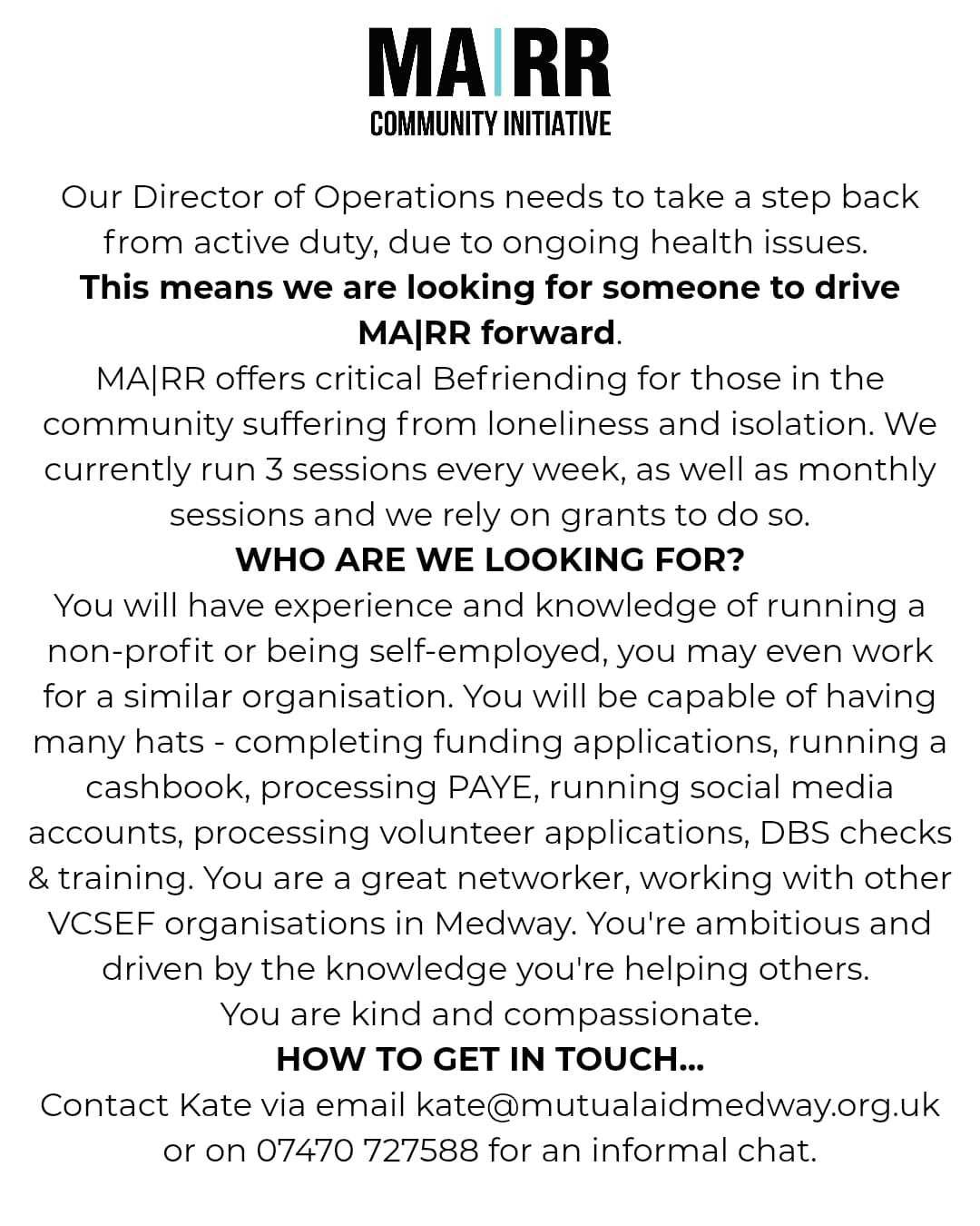 MARR Recruitment Ad July 2026